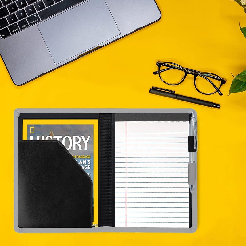 Gorbado Padfolio/Portfolio Binder, Mini Padfolio Portfolio Binder 5 x 8 Legal Writing Pad, A5 Document Organizer Folder for Men Women, Gray - Image 5